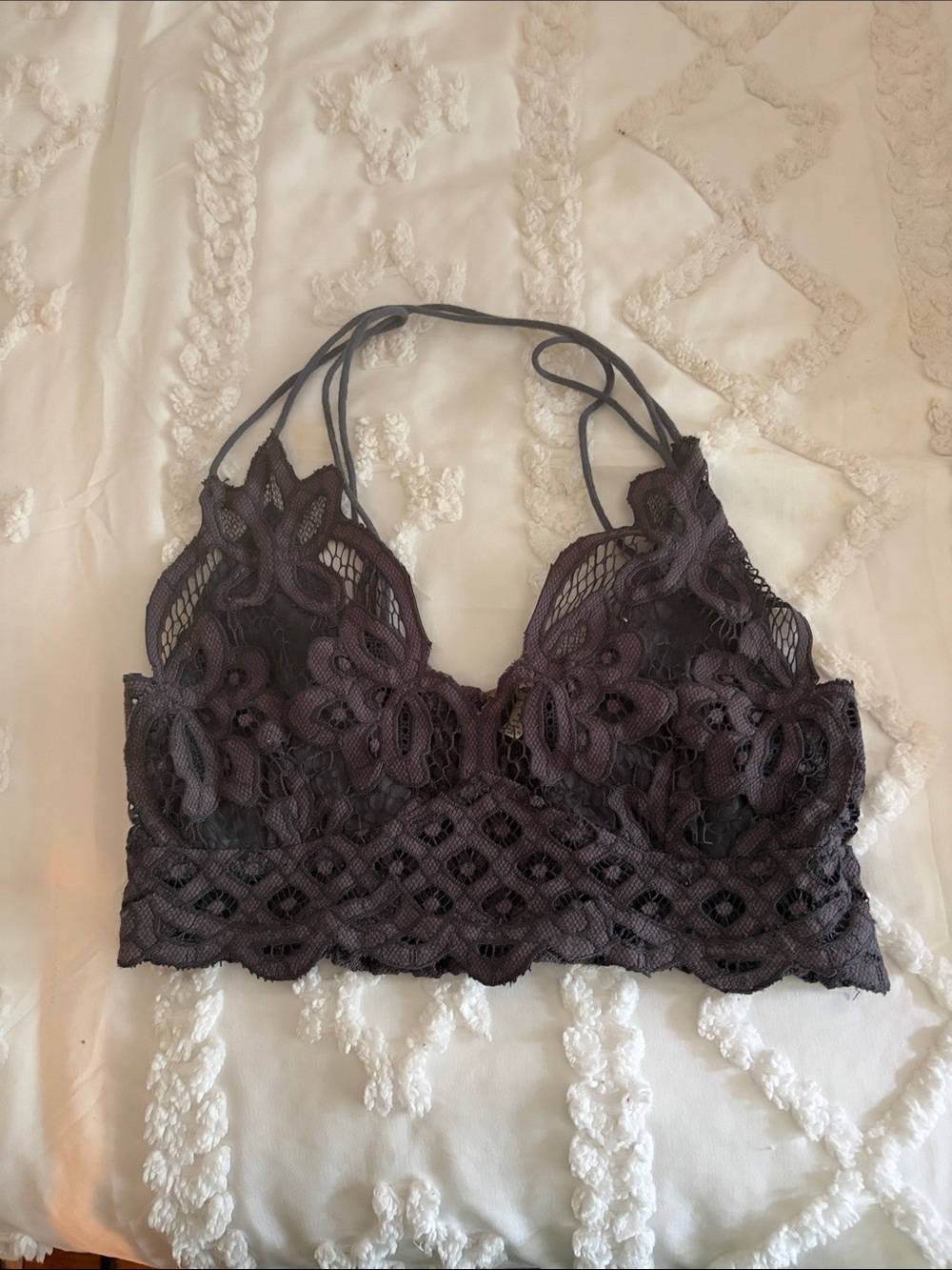 Free People Adella Longline Slate Lace Bralette size small